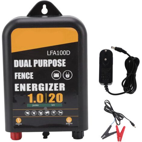 Chargeur de clôture électrique 20km 1J, pratique, faible impédance, AC DC 100‑240V (1/5)