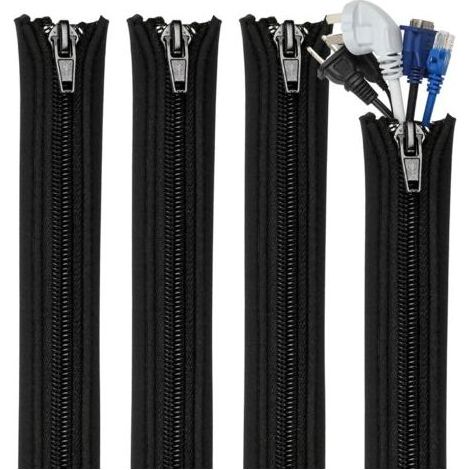 Set mit 4 Kabelkanälen mit Reißverschluss für Fernseher, Computer und Büro, je 50 cm lang (1/5)