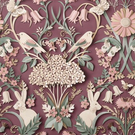 Fine Decor Rabbit Butterfly Luxury Woodland Paste The Paper Plum Wallpaper (1/3)