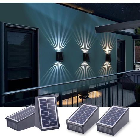 Applique Murale Exterieure Sans Fil Lampe Solaire,CCT Lampe Solaire Exterieur Jardin Up Down Réglable,IP65 Étanche Lumière Exterieur pour Clôture,Cour,Patio-4PCS (1/5)