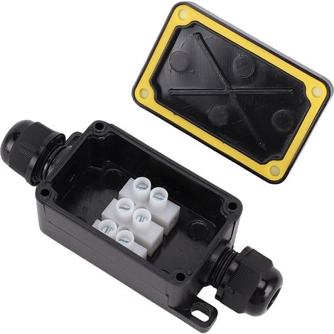 Boîtier de protection extérieur pour câbles électriques, étanche IP66, pour multiprise, prise, minuterie, guirlandes lumineuses (FSH6866-2P) (1/5)