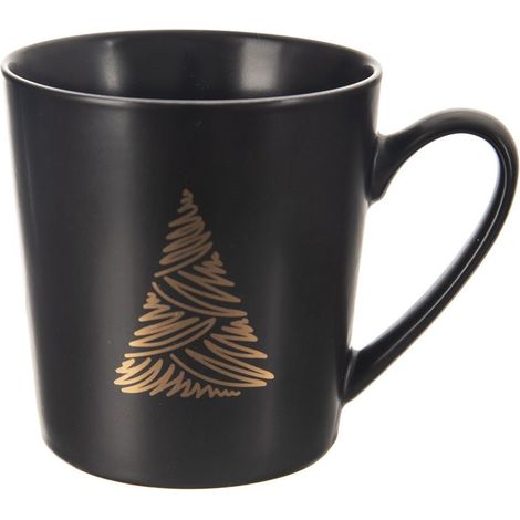 Taza de porcelana negra con forma de árbol de Navidad, 500 ml. (1/5)