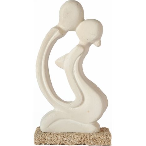 Lupia - Bomboniera Statuetta AMORINI INSEPARABILI BACIO Grande in Pietra Leccese salentina scultura decorativa soprammobile 11,5x4,5 cm Altezza 20 cm (1/3)