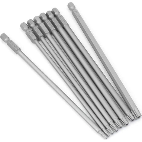 INHHUB 8-teiliges langes Torx-Bit-Set – 1/4 Zoll magnetischer Sternkopf, 150 mm langer Sechskantschaft, Torx-Elektrowerkzeug-Set (8-teilig, 150 mm) – INHHUB