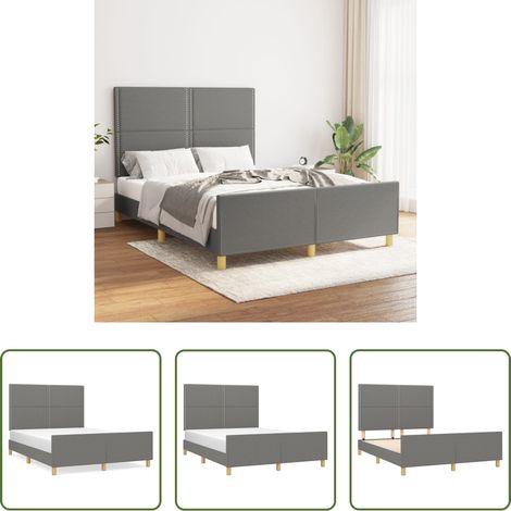 Kopfteil - Bettgestell ohne Matratze Dunkelgrau 140x200 cm Stoff (1/5)