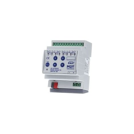 EIB, KNX, ACTIONNEUR D'OBTURATEUR 4 FOIS, 4SU MDRC, 10A, 230VAC AVEC MESURE DU TEMPS DE DÃ©PLACEME. MDT JAL-0410M.02