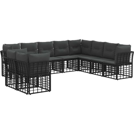 Maison Exclusive - Outdoor-Sofagarnitur Schwarz Polyester