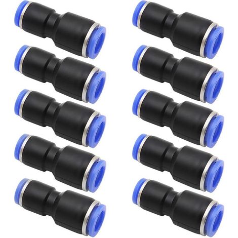Connettori pneumatici diritti da 6 mm a 8 mm – Confezione da 10 – Raccordi a innesto rapido per compressori – Resistenza all'alta pressione
