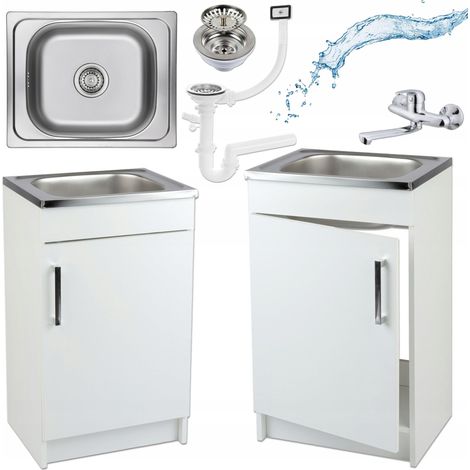 Küchenschrank mit integriertem Spülbecken - 50 x 40 cm - Weiß - Praktisch und Elegant (1/5)