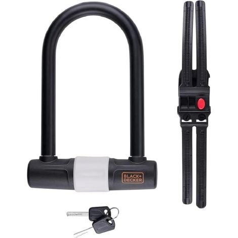 BLACK+DECKER Lucchetto a Leva Forma U per Bicicletta Scooter Moto con 3 Chiavi