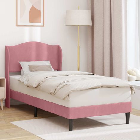vidaXL Cadre de lit avec tête de lit Rose 100 x 200 cm Velours (1/5)