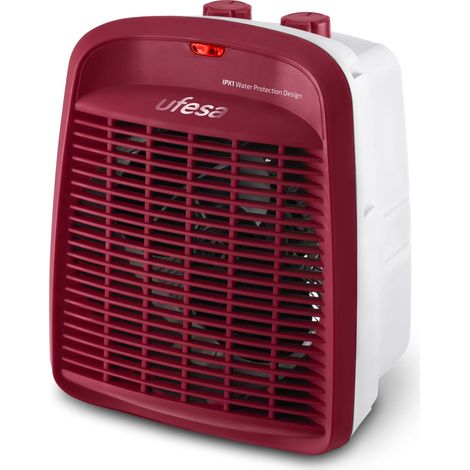 Ufesa Persei Stufa Elettrica Termoventilatore Compatto, 3 modalità, 2 livelli di potenza, 2000 W, Funzione Ventilazione, Termostato Regolabile, Rosso (1/2)