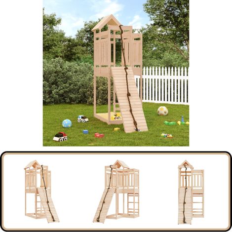 Spielturm mit Kletterwand Massivholz Kiefer - Holzspielplatz - Spielturm - Kletterturm - Kinderspielgerät - Kiefernholz