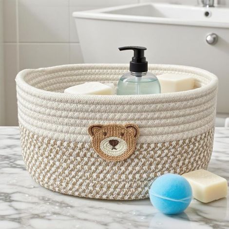 Cestino in cotone intrecciato Bardusch, 25x18 cm, ideale per fasciatoio, bagno, cucina o per organizzare il bambino. (1/3)