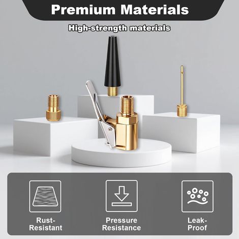 5 pièces Kit Adaptateur de Valve Multifonction, Compatible Bosch Easy Pump, Valve Adapter Set avec Adaptateur Pompe Vélo Valve Française, Kit Remplacement Valve Vélo pour Pneus Voiture et Ballons (1/2)