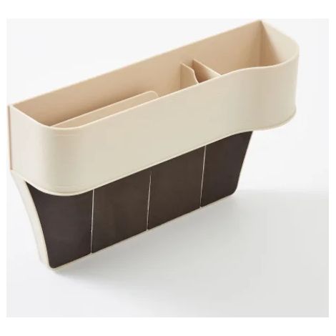 (Beige Droite) Boîte de rangement pour siège auto, pochette de rangement pour fente de siège, organisateur universel pour siège auto, porte-cartes, téléphone et clés (1/5)