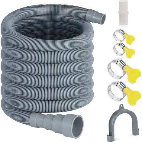 Tubo di scarico, prolunga universale da 3 m per lavatrice con connettore e fascette stringitubo (tubo di scarico universale da 3 m)