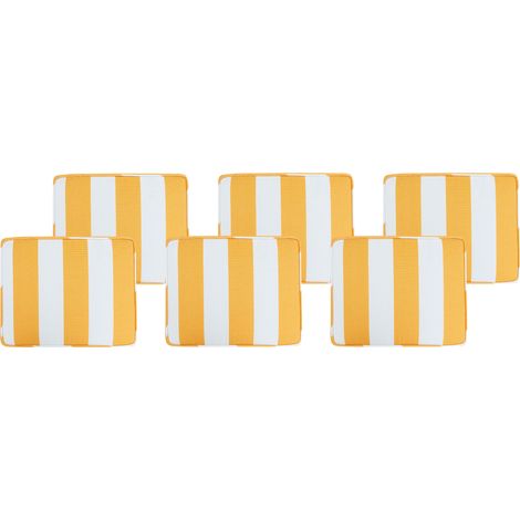 Conjunto de 6 cojines amarillo naranja blanco 31 x 39 cm asiento cuerda Tolve
