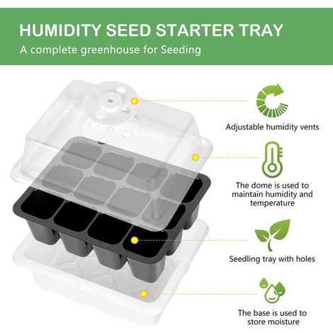 Kit de Bac de Semis Serre Interieure 12 Alveoles Boite de Pepiniere pour Culture et Germination Plante Jardinage (1/5)