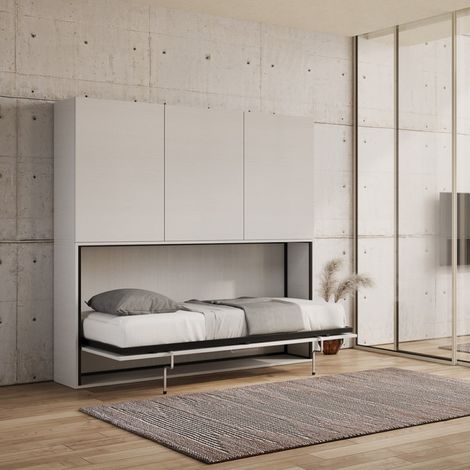 Letto NABOR singolo a scomparsa Bianco Frassino Composizione D (1/5)