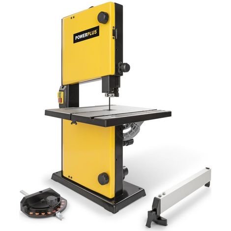 Powerplus Scie à Ruban Électrique POWX1800 - Scie à Bois de 350 W - Table de 302 x 313 mm - Scie à Onglet et d'Angle - 1 Accessoire