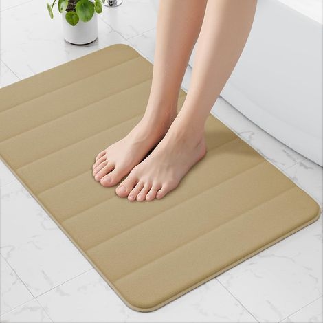 Tapis de bain en mousse à mémoire de forme ultra doux, 50 x 80 cmantidérapant et super absorbant Beige (1/5)