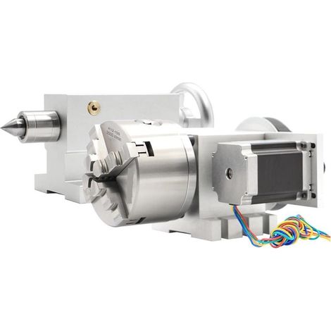 Moteur pas à pas 4 mâchoires 100 mm 4e axe + taillon CNC Diviser l'axe de rotation de la tête / un kit d'axe for mini CNC Routeur / graveur de travail du bois de travail Pour routeur de tour de fraise (1/5)