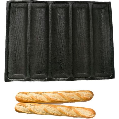 Silikon-Baguetteform – Antihaftbeschichtete, perforierte Brotform, Hot-Dog-Form, Backmatte (1/4)