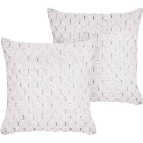 Set di 2 cuscini in ecopelle bianco con motivo a nido d'ape 43 x 43 cm Purslane