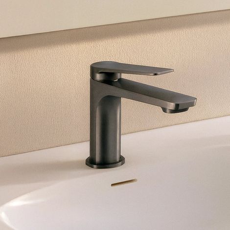 Exagonshop Miscelatore lavabo senza scarico in ottone grigio