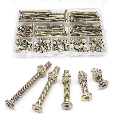 Hex Drive Socket Cap Bolts Barrel Nuts,for Crib Chairs,M6 100Pcs-- (1/5)