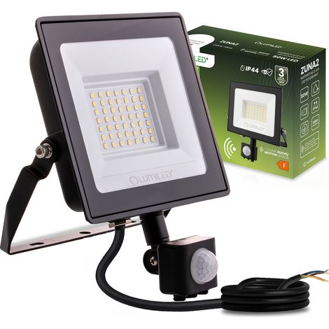 ZUNA2 Proiettore LED 50W 4500lm 4000K IP44 Nero LUMILED Sensore di movimento