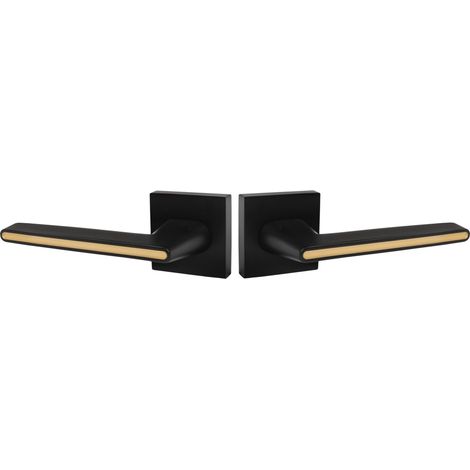 Maniglia per porta interna moderna Elika Black Gold per piastra porta quadrata (1/5)