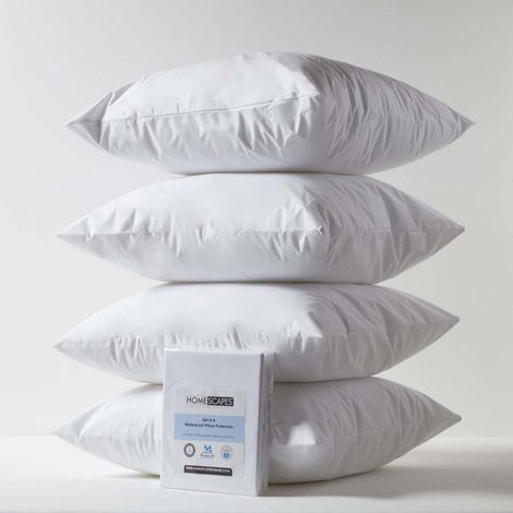 HOMESCAPES Waterproof Pillow Protectors 65 x 65 cm, Pack of 4
