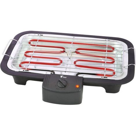 Barbacoa Eléctrica 37x21 cm 2000W con Termostato Regulable y Sistema de Protección de Seguridad