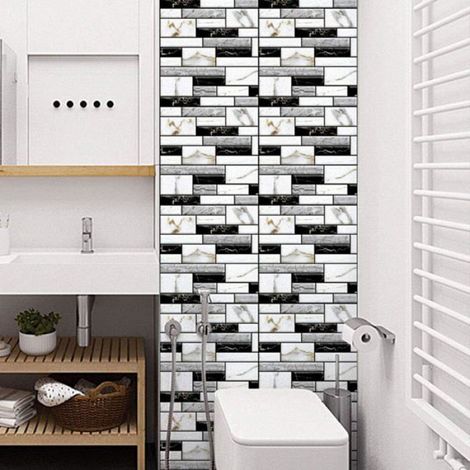 Carreaux muraux adhésifs - PVC - 30 x 30 cm - Imperméables - Lot de 10 pièces (1/5)