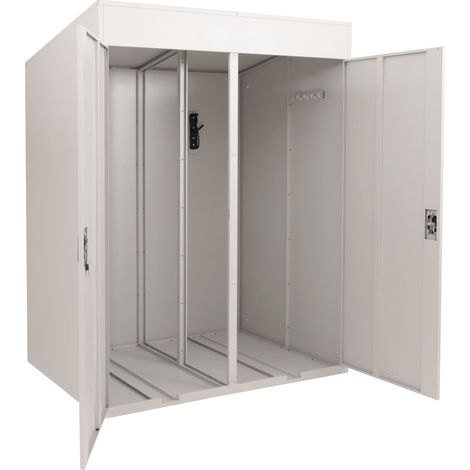 [NEUWERTIG] 2er-Fahrradgarage HHG-202b, Fahrradbox Fahrradunterstand abschließbar Metall 213x158x125cm hellgrau