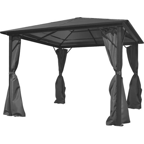 Pavillon mit Vorhängen Anthrazit Aluminium 300 x 300 cm