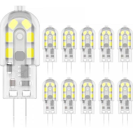 Lampadina LED G4 da 3W, equivalente a una lampadina alogena da 20W, luce bianca 6000K, 200 lumen, 12 SMD, 12V AC/DC - Confezione da 10 [Classe energetica A+] (1/5)