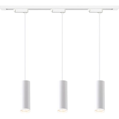 Kit rail plafonnier 1 phase blanc 1 m 3 spots tubulaires suspendus GU10 10W Pipe Milagro (1/5)