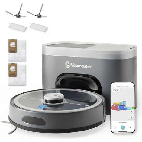 Robot aspirateur avec station d'aspiration, puissance d'aspiration de 4000 Pa, navigation et cartographie LiDAR, application Wi-Fi et commande vocale, aspirateur robot pour poils (1/5)