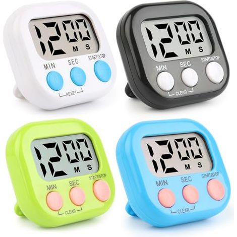 Stück magnetischer Küchentimer, digitaler Timer für Kinder mit klappbarem Ständer, digitaler Countdown-Timer für Küche, Schule (4 Farben-001) (1/5)