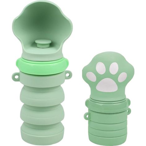 Tragbare Hunde-Wasserflasche, auslaufsicherer Reise-Wasserspender aus lebensmittelechtem Silikon, faltbares Design für Haustiere, Spaziergänge, Wanderungen und Reisen (grün, 500 ml) (1/5)