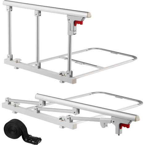 VEVOR Barriere de lit pliable pour personnes agees, 700 mm, rail de securite de lit dehopital, avec sangle de fixation, hauteur reglable, en metal haute resistance, poignee de protection pour patients (1/5)