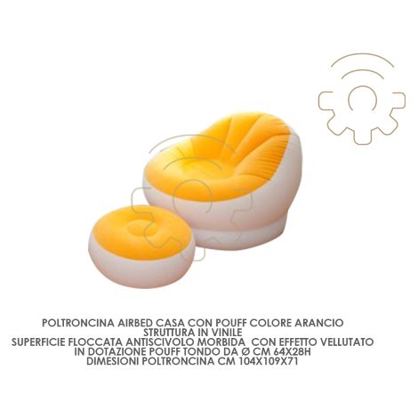 poltroncina arancio airbed con pouff sedia relax arancione gonfiabile 68572