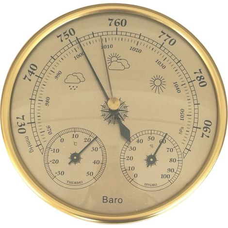Station météo 3 en 1 avec baromètre, thermomètre et hygromètre, fixée au mur, pour une utilisation intérieure et extérieure (Cisea) (1/5)