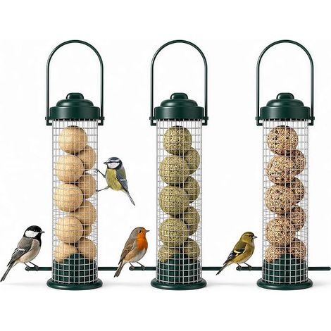 porte-boules de graisse en métal à suspendre distributeur de nourriture pour oiseaux jardin balcon (1/4)