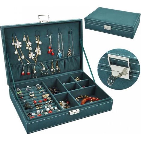 BEBUSINGOTO Boîte de rangement de bijoux en velours de grande capacité
