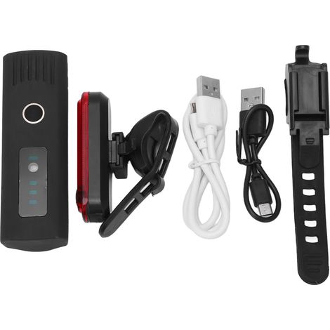 Phare de vélo USB rechargeable en alliage d'aluminium, lumière avant et arrière, équipement de sécurité pour cyclisme nocturne. (1/5)