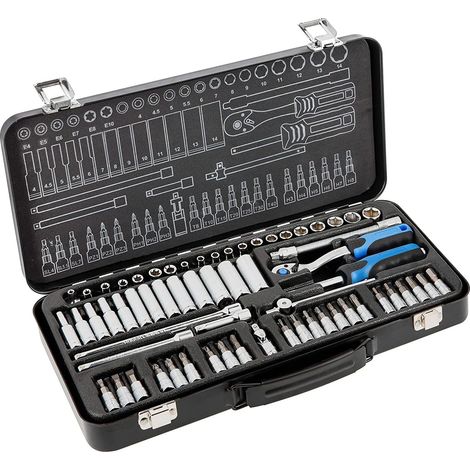 Högert Technik Set di attrezzi domestici (63 pezzi, nero/blu) (1/5)